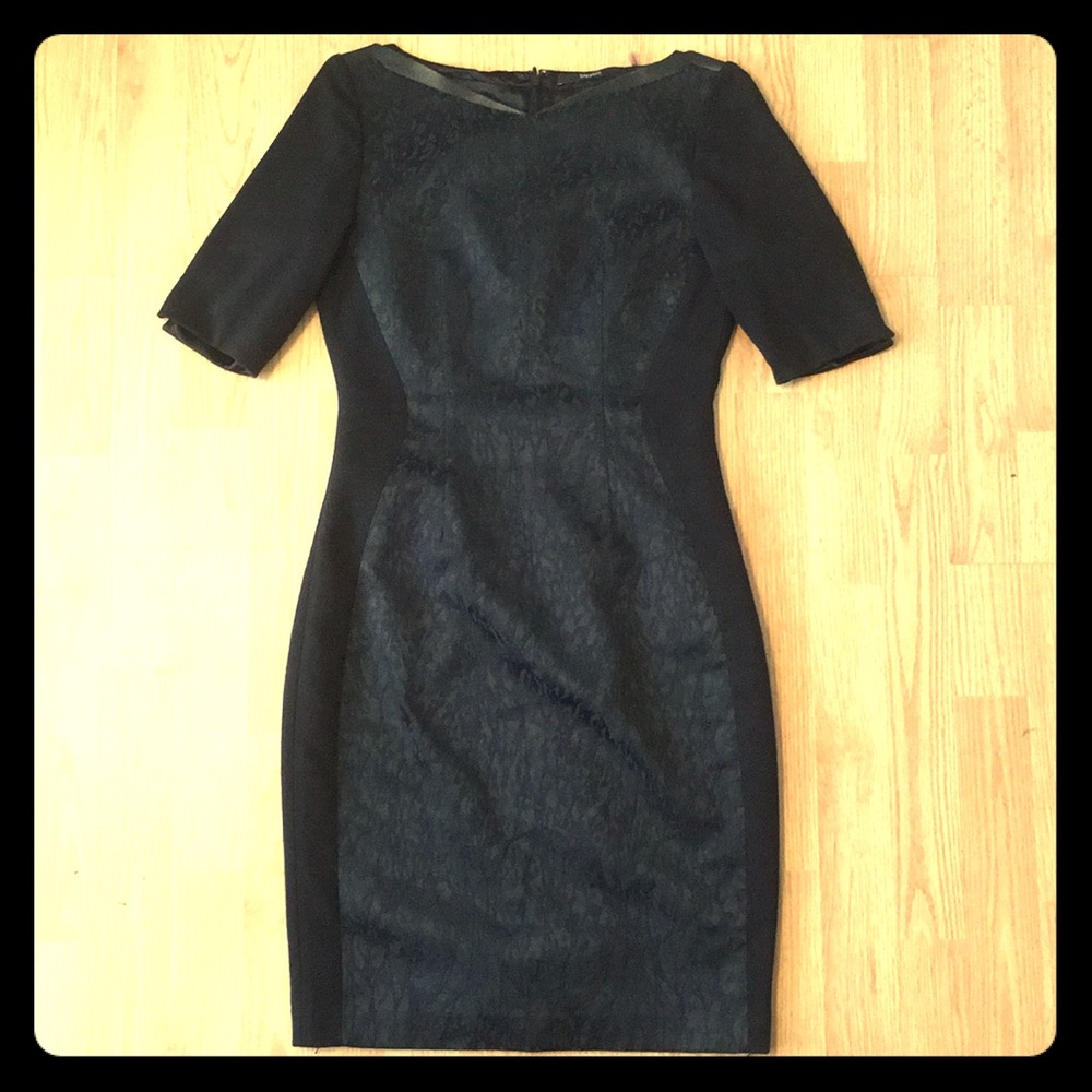 Tahari 3/4 Sleeve Black Sheath Dress